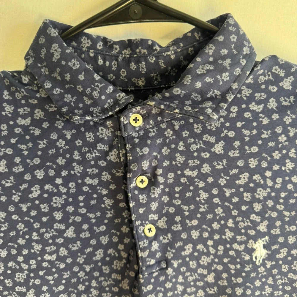Polo‎ Ralph Lauren Polo Mens XL Navy Blue Floral Ditsy Custom Slim Fit Shirt